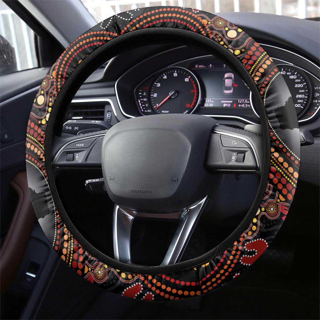 Tonga and Australia Together Steering Wheel Cover Ngatu Art Tribal Aboriginal Tattoo Pattern LT03 - Polynesian Pride