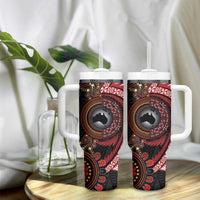 Tonga and Australia Together Tumbler With Handle Ngatu Art Tribal-Aboriginal Tattoo Pattern