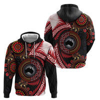 Tonga and Australia Together Zip Hoodie Ngatu Art Tribal Aboriginal Tattoo Pattern
