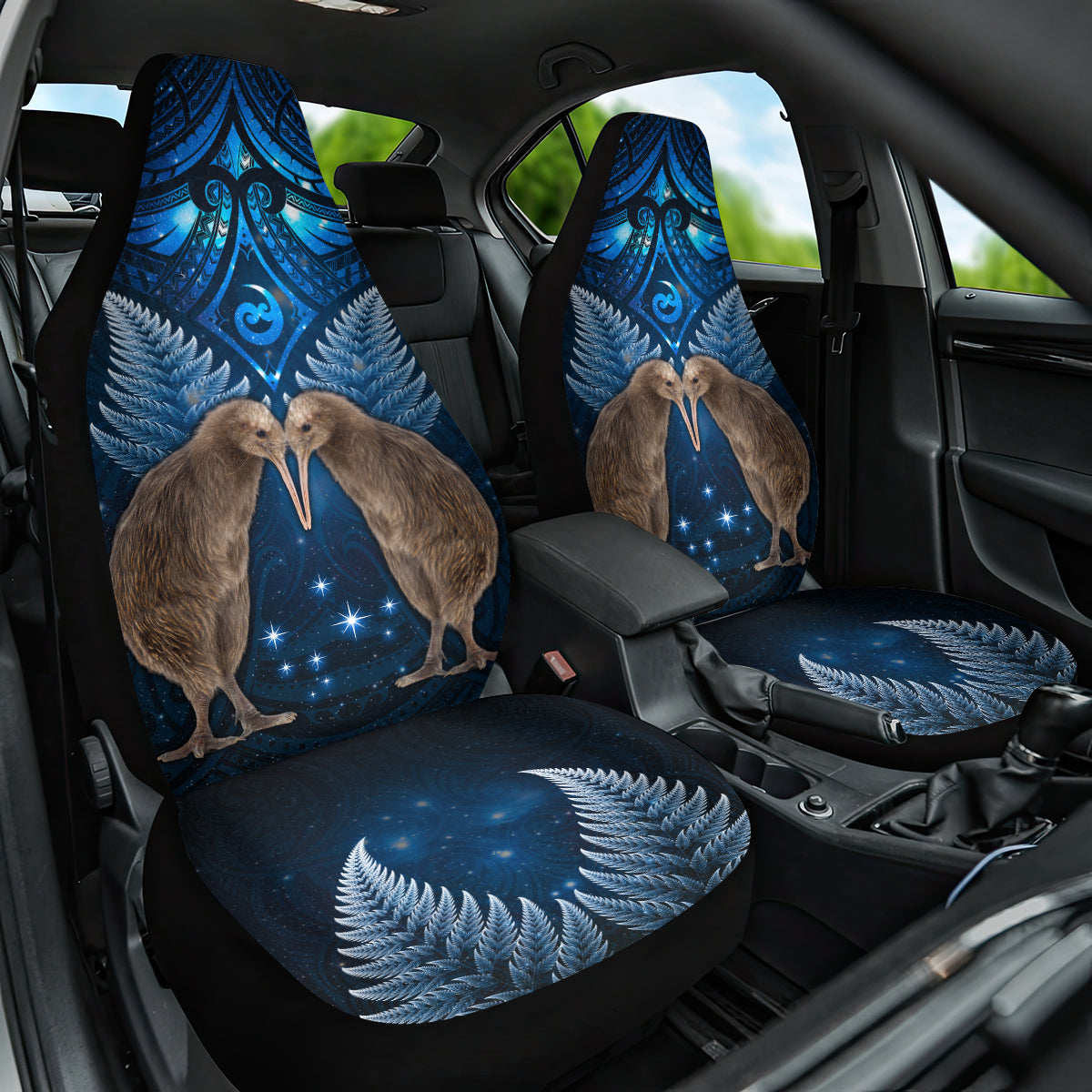 New Zealand Maori Matariki Car Seat Cover Hongi Kiwi Bird and Silver Fern LT03