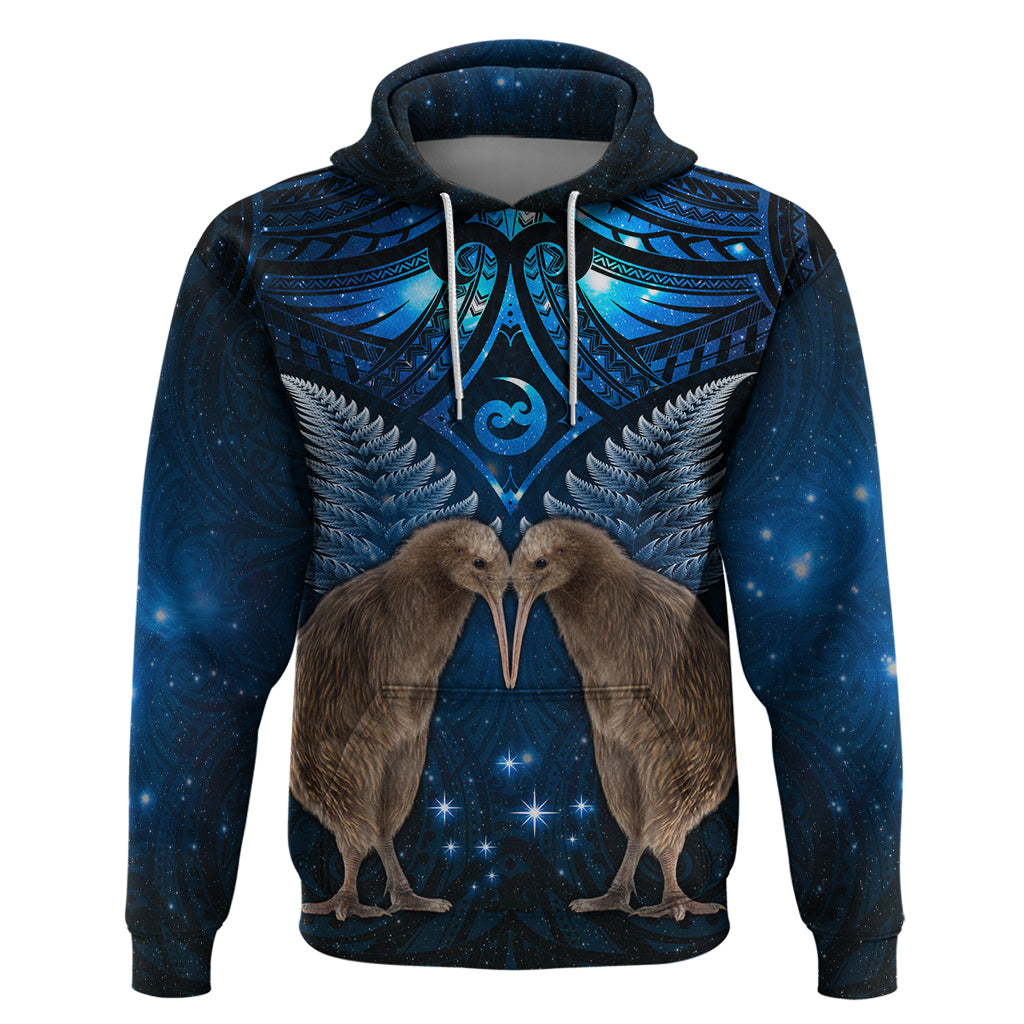 New Zealand Maori Matariki Hoodie Hongi Kiwi Bird and Silver Fern LT03