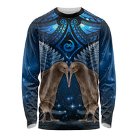New Zealand Maori Matariki Long Sleeve Shirt Hongi Kiwi Bird and Silver Fern LT03