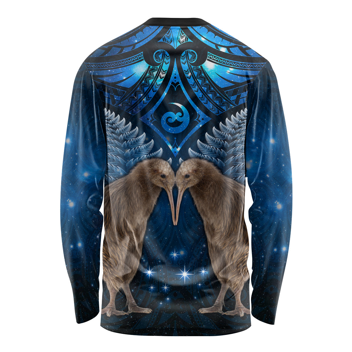 New Zealand Maori Matariki Long Sleeve Shirt Hongi Kiwi Bird and Silver Fern LT03