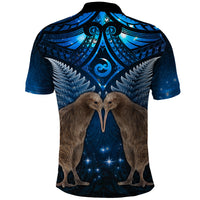 New Zealand Maori Matariki Polo Shirt Hongi Kiwi Bird and Silver Fern LT03
