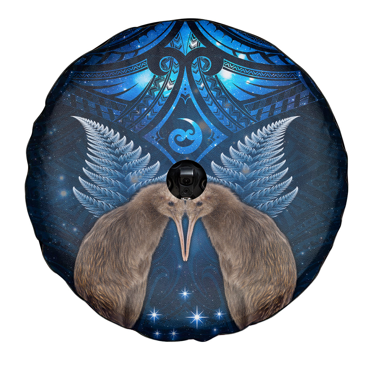 New Zealand Maori Matariki Spare Tire Cover Hongi Kiwi Bird and Silver Fern LT03