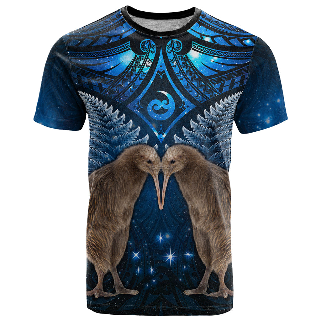 New Zealand Maori Matariki T Shirt Hongi Kiwi Bird and Silver Fern LT03