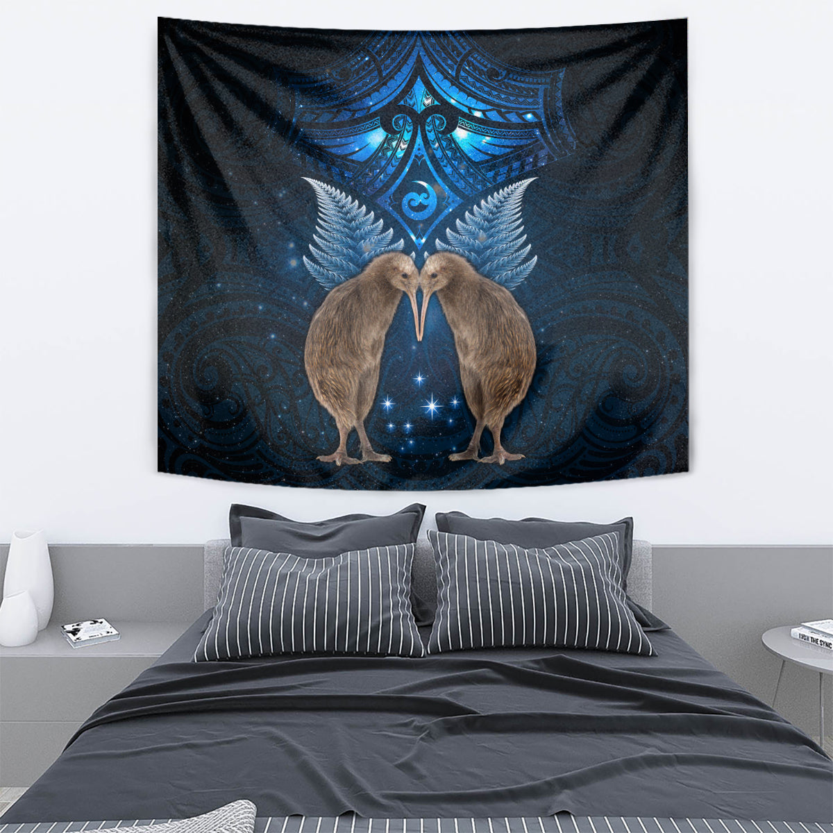 New Zealand Maori Matariki Tapestry Hongi Kiwi Bird and Silver Fern LT03