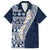 Hawaii Plumeria Tribal Vintage Family Matching Off Shoulder Short Dress and Hawaiian Shirt Special Blue