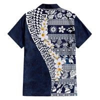 Hawaii Plumeria Tribal Vintage Family Matching Tank Maxi Dress and Hawaiian Shirt Special Blue LT03 - Polynesian Pride