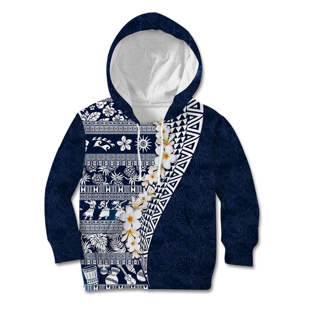 Hawaii Plumeria Tribal Vintage Kid Hoodie Special Blue LT03 Hoodie Blue - Polynesian Pride