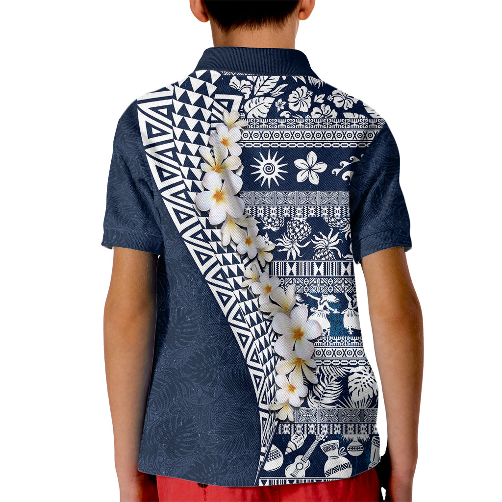 Hawaii Plumeria Tribal Vintage Kid Polo Shirt Special Blue