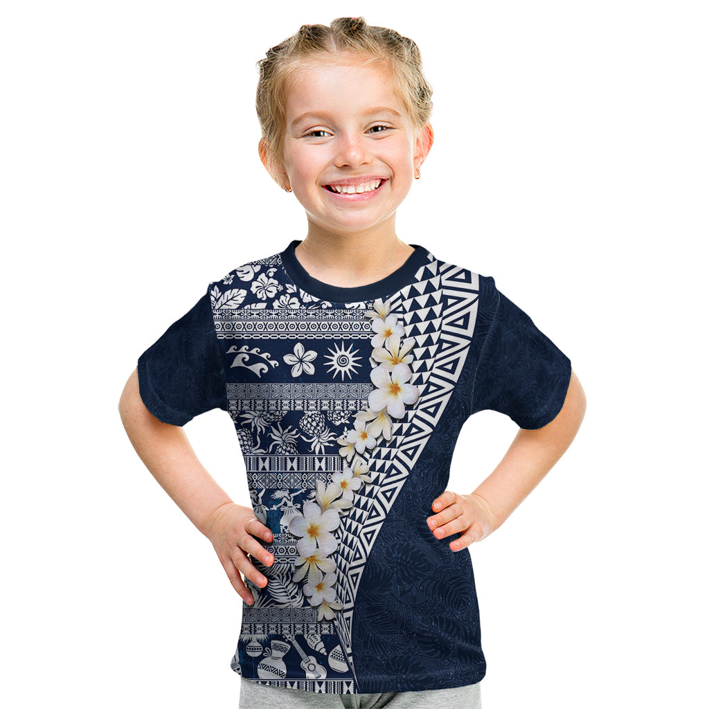 Hawaii Plumeria Tribal Vintage Kid T Shirt Special Blue