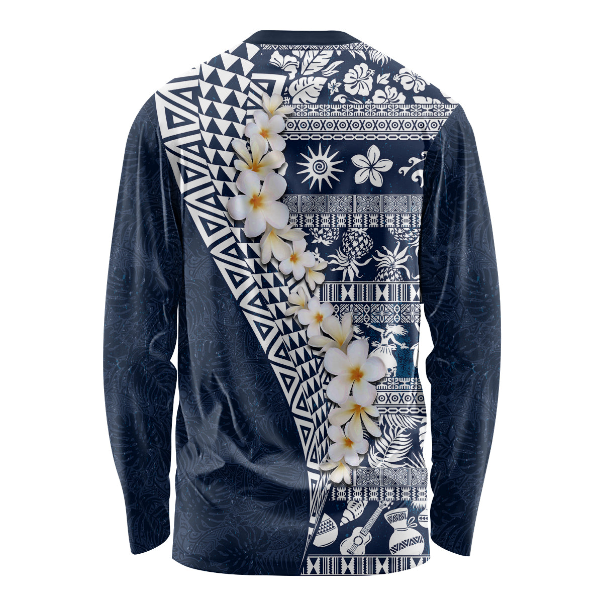 Hawaii Plumeria Tribal Vintage Long Sleeve Shirt Special Blue LT03 - Polynesian Pride