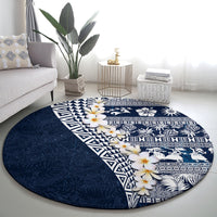 Hawaii Plumeria Tribal Vintage Round Carpet Special Blue LT03 - Polynesian Pride