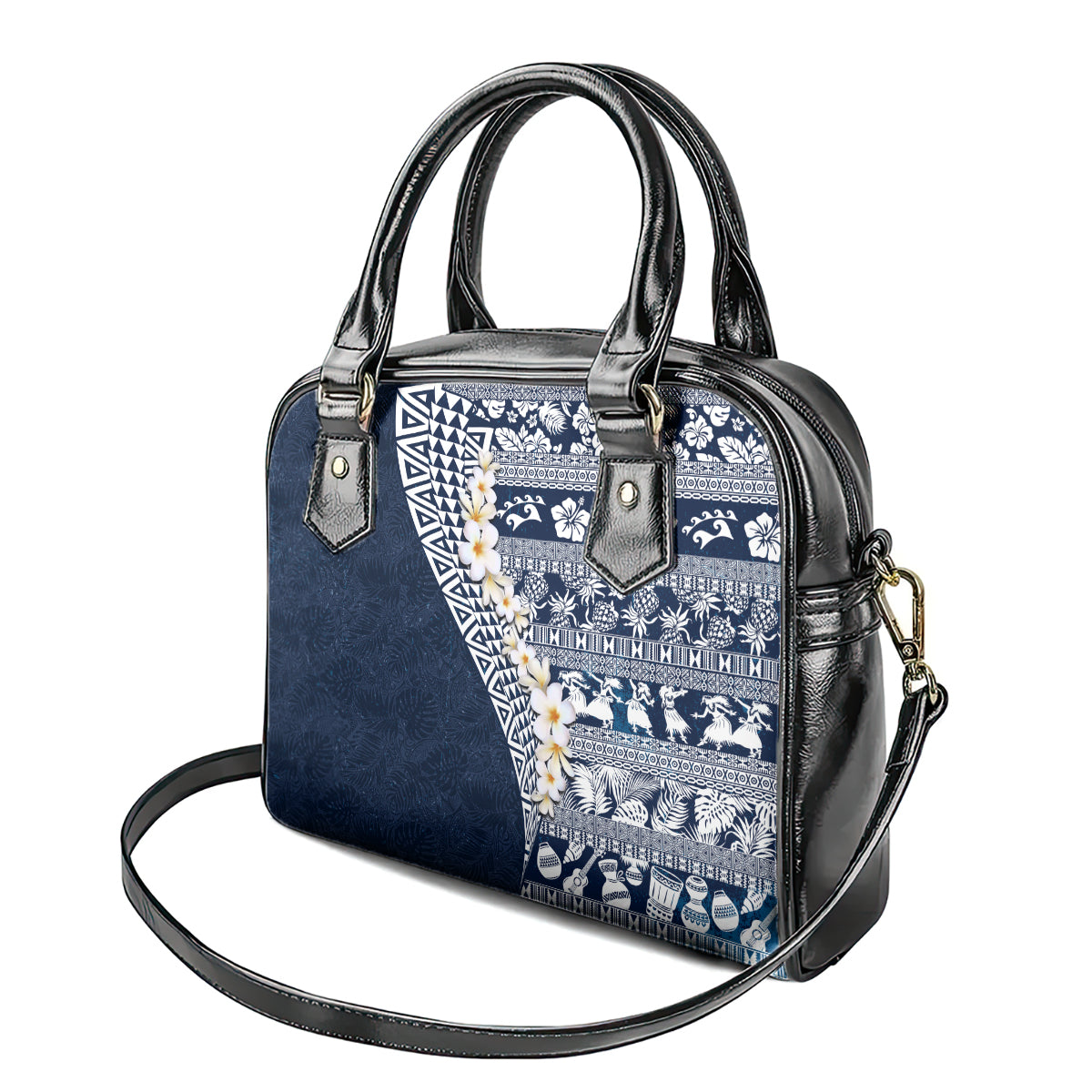 Hawaii Plumeria Tribal Vintage Shoulder Handbag Special Blue