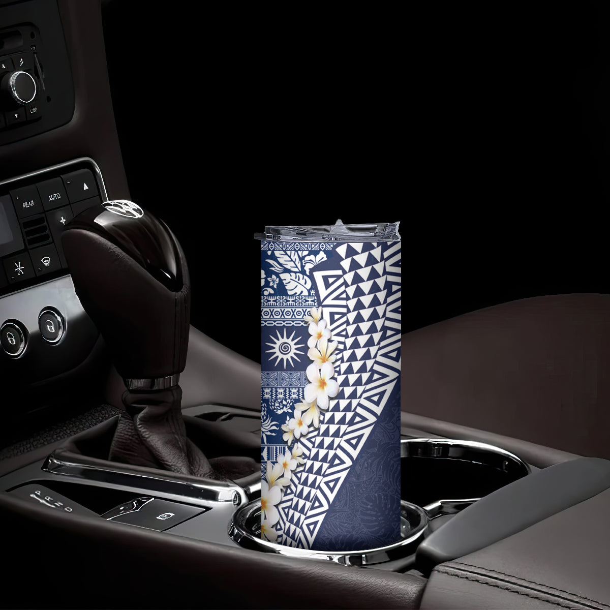 Hawaii Plumeria Tribal Vintage Skinny Tumbler Special Blue