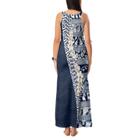Hawaii Plumeria Tribal Vintage Tank Maxi Dress Special Blue