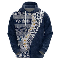 Hawaii Plumeria Tribal Vintage Zip Hoodie Special Blue