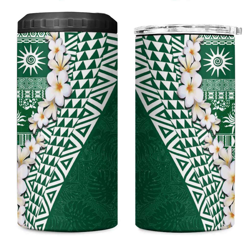 Hawaii Plumeria Tribal Vintage 4 in 1 Can Cooler Tumbler Special Green