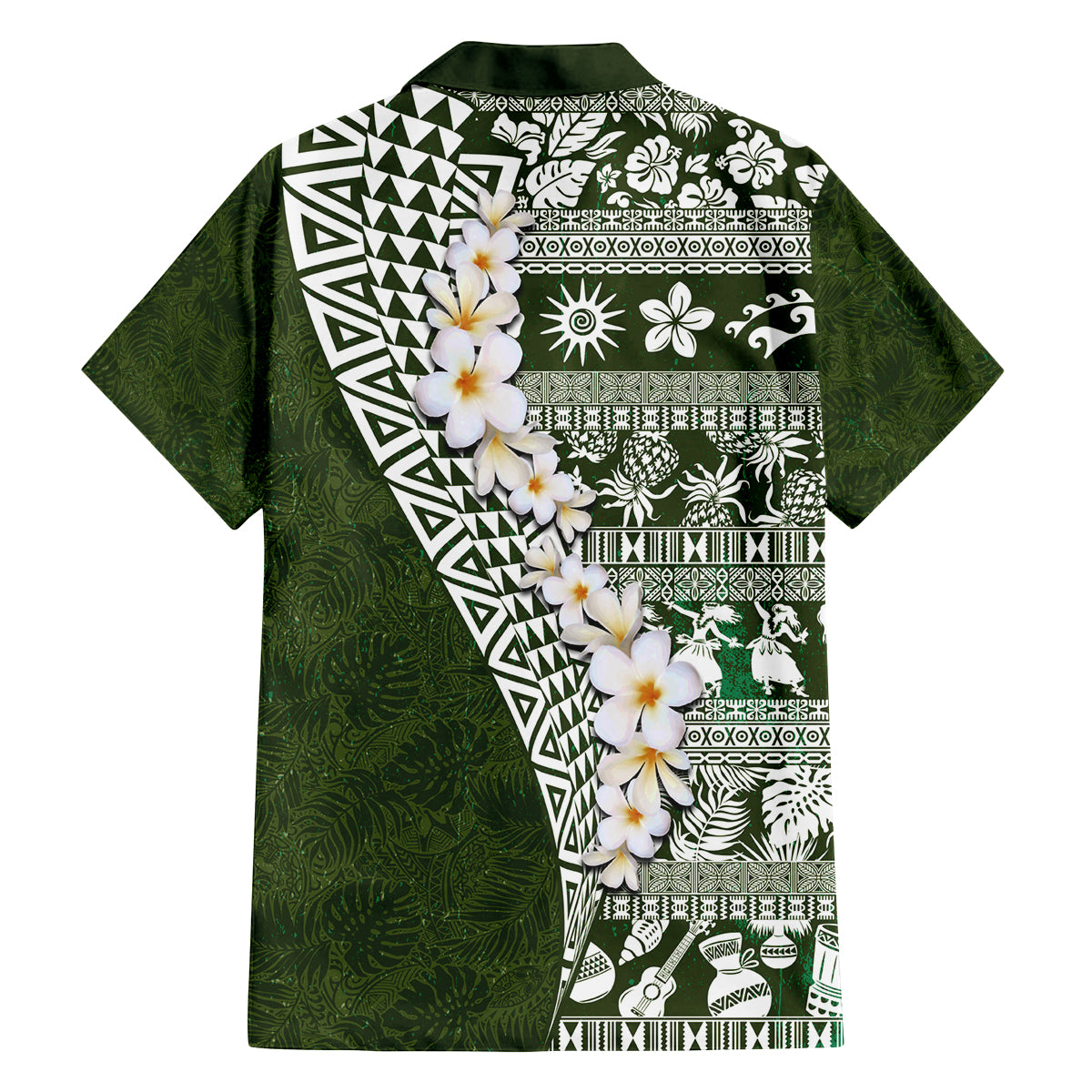 Hawaii Plumeria Tribal Vintage Family Matching Tank Maxi Dress and Hawaiian Shirt Special Green