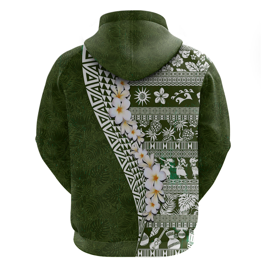 Hawaii Plumeria Tribal Vintage Hoodie Special Green
