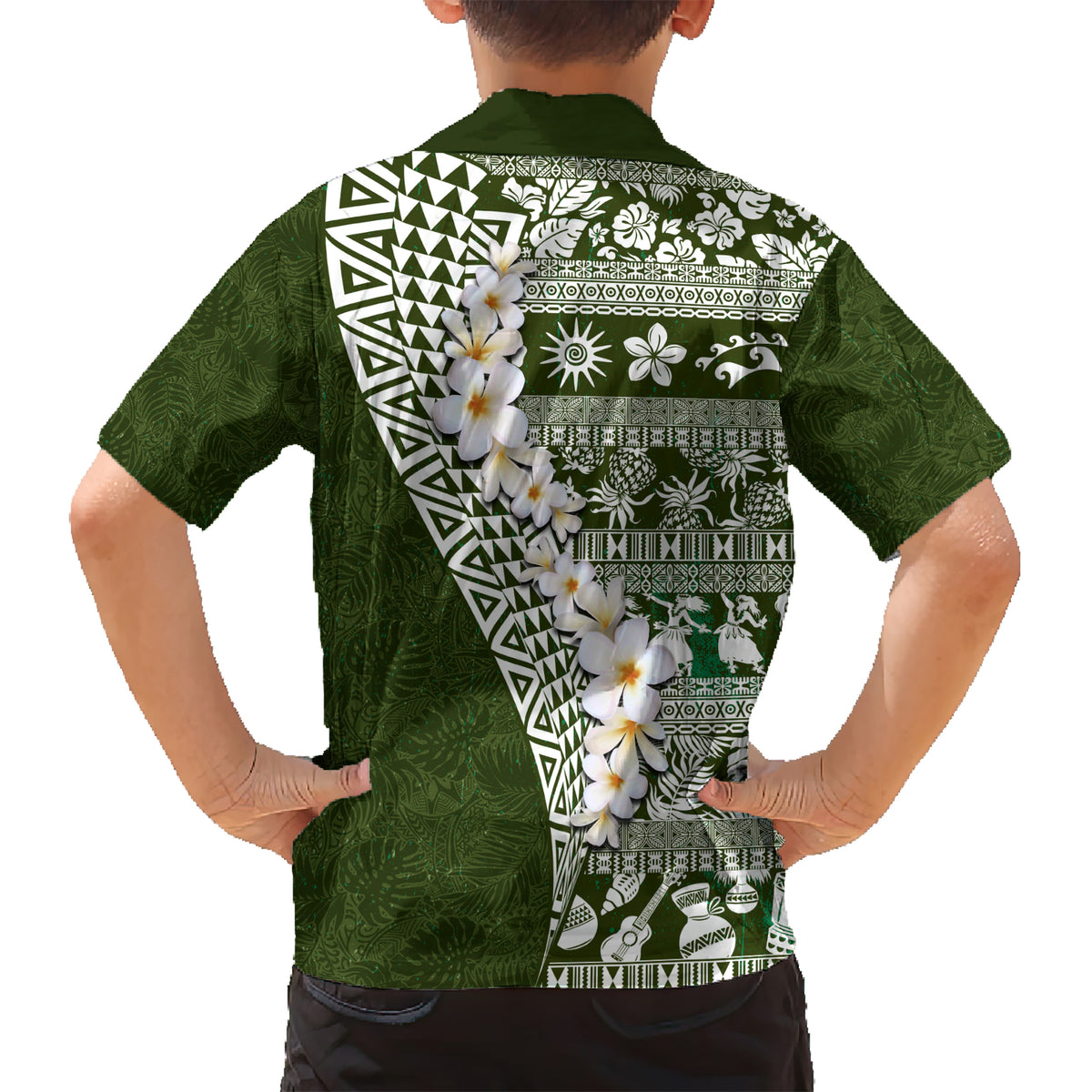 Hawaii Plumeria Tribal Vintage Kid Hawaiian Shirt Special Green LT03 - Polynesian Pride