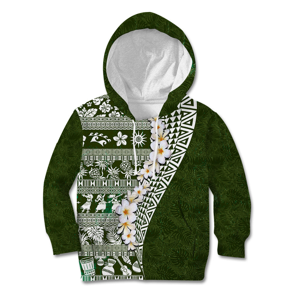 Hawaii Plumeria Tribal Vintage Kid Hoodie Special Green LT03 Hoodie Green - Polynesian Pride