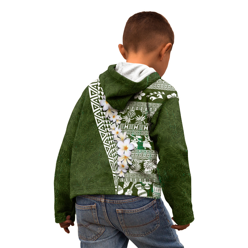 Hawaii Plumeria Tribal Vintage Kid Hoodie Special Green
