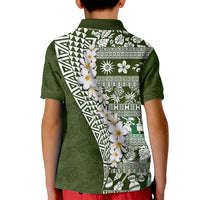 Hawaii Plumeria Tribal Vintage Kid Polo Shirt Special Green