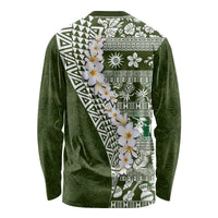 Hawaii Plumeria Tribal Vintage Long Sleeve Shirt Special Green
