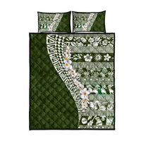 Hawaii Plumeria Tribal Vintage Quilt Bed Set Special Green