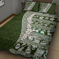 Hawaii Plumeria Tribal Vintage Quilt Bed Set Special Green