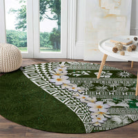 Hawaii Plumeria Tribal Vintage Round Carpet Special Green LT03 - Polynesian Pride