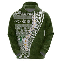 Hawaii Plumeria Tribal Vintage Zip Hoodie Special Green