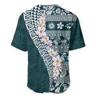 Hawaii Plumeria Tribal Vintage Baseball Jersey Special Turquoise