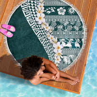 Hawaii Plumeria Tribal Vintage Beach Blanket Special Turquoise