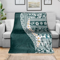 Hawaii Plumeria Tribal Vintage Blanket Special Turquoise
