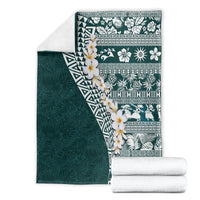 Hawaii Plumeria Tribal Vintage Blanket Special Turquoise