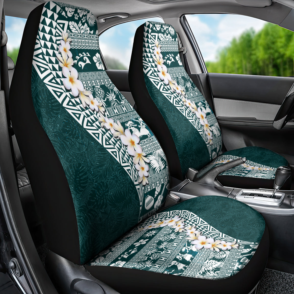 Hawaii Plumeria Tribal Vintage Car Seat Cover Special Turquoise