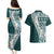 Hawaii Plumeria Tribal Vintage Couples Matching Puletasi and Hawaiian Shirt Special Turquoise