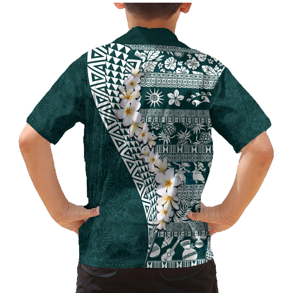 Hawaii Plumeria Tribal Vintage Family Matching Mermaid Dress and Hawaiian Shirt Special Turquoise