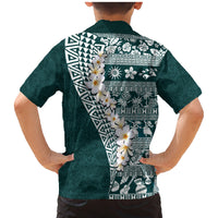 Hawaii Plumeria Tribal Vintage Family Matching Mermaid Dress and Hawaiian Shirt Special Turquoise