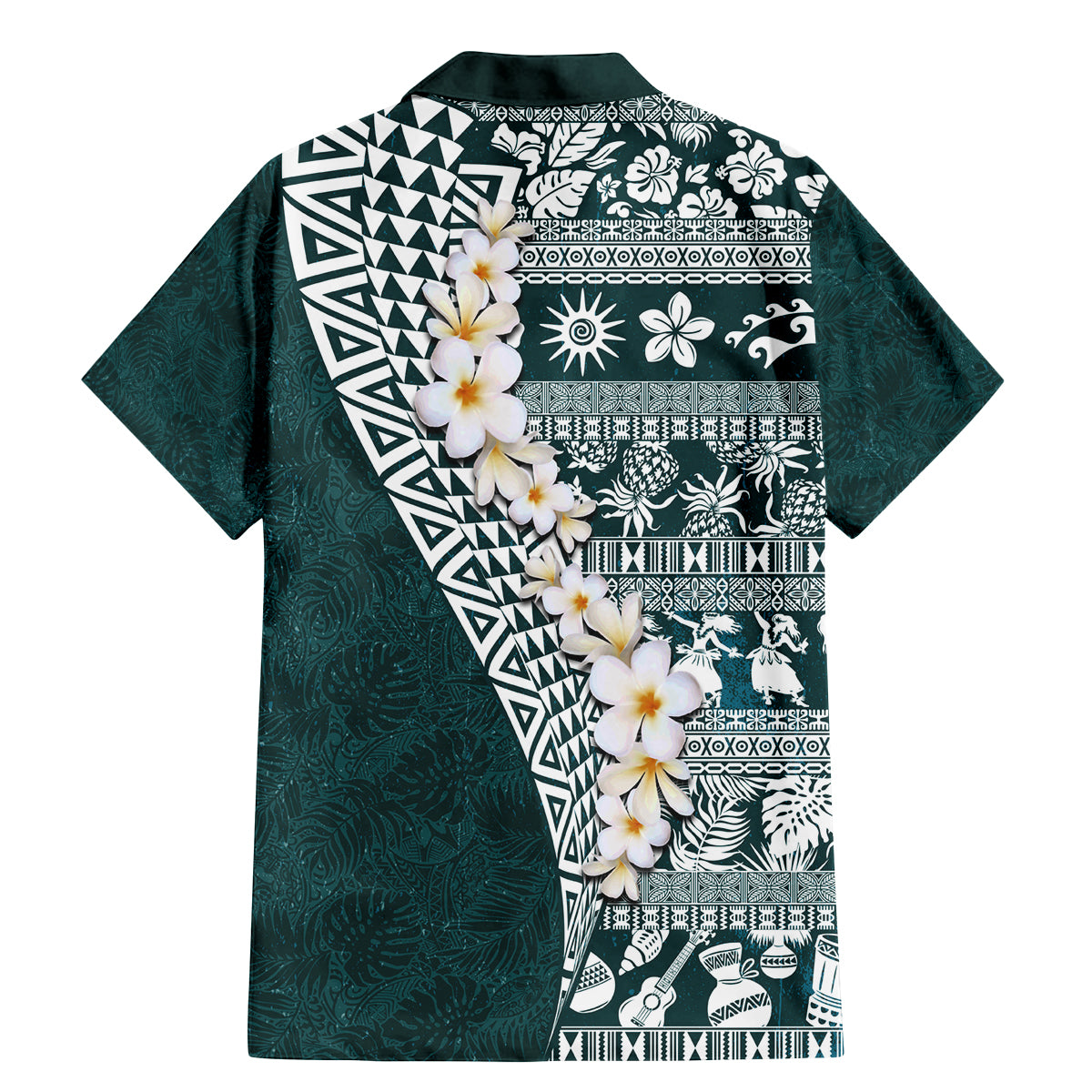 Hawaii Plumeria Tribal Vintage Family Matching Mermaid Dress and Hawaiian Shirt Special Turquoise