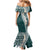 Hawaii Plumeria Tribal Vintage Family Matching Mermaid Dress and Hawaiian Shirt Special Turquoise