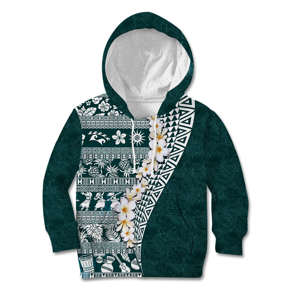Hawaii Plumeria Tribal Vintage Kid Hoodie Special Turquoise LT03 Hoodie Turquoise - Polynesian Pride