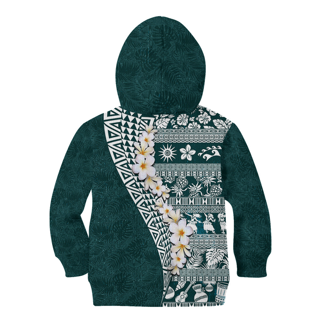 Hawaii Plumeria Tribal Vintage Kid Hoodie Special Turquoise