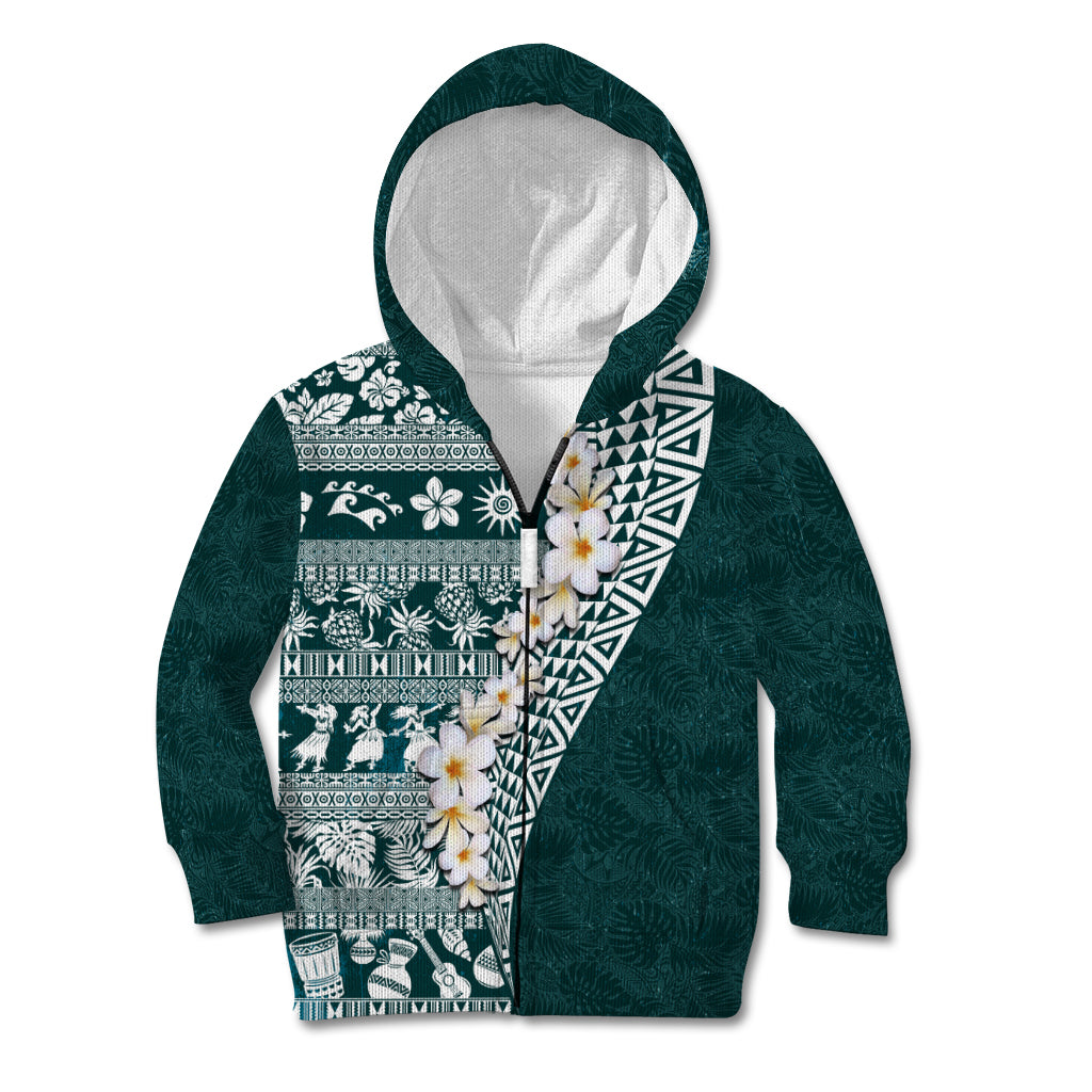 Hawaii Plumeria Tribal Vintage Kid Hoodie Special Turquoise