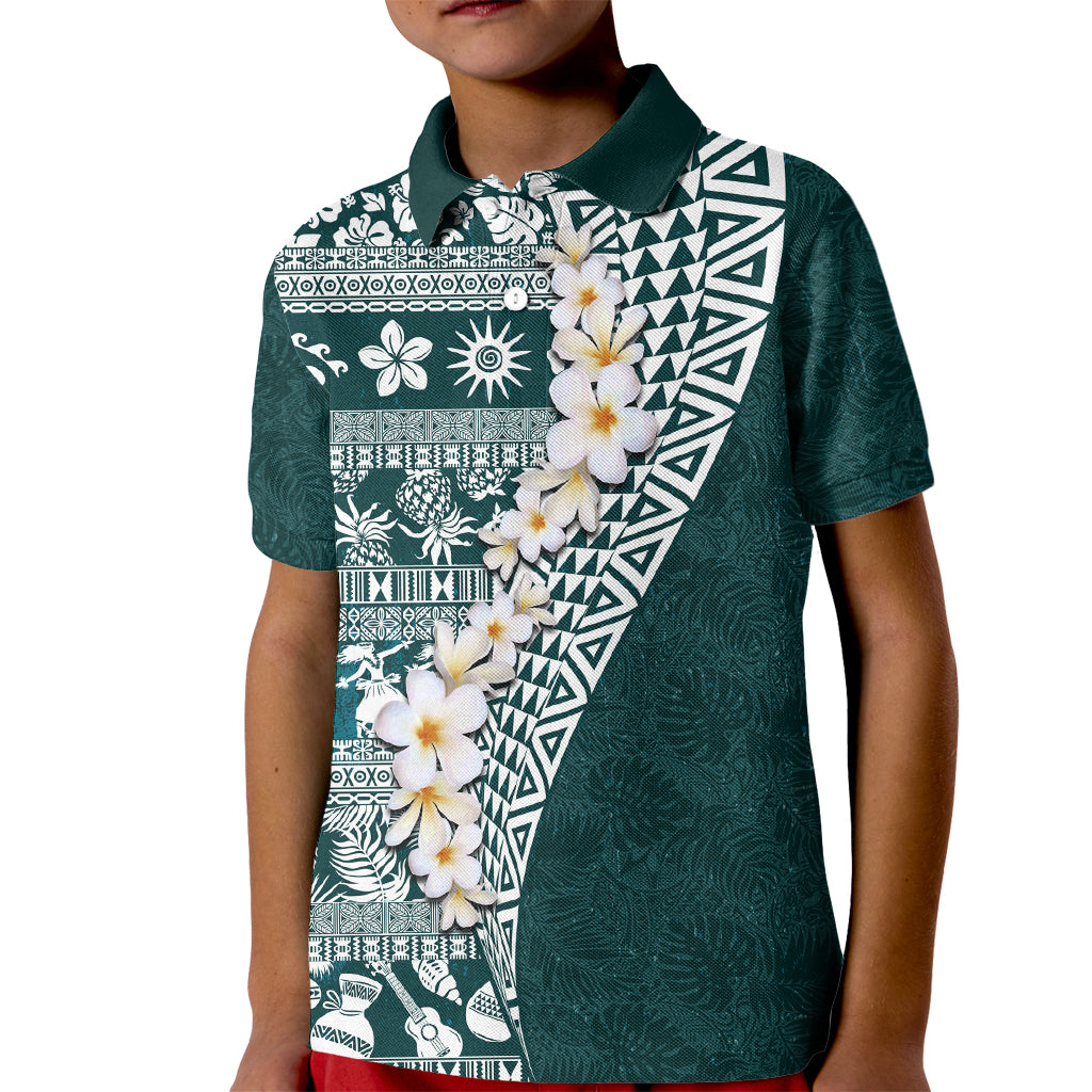 Hawaii Plumeria Tribal Vintage Kid Polo Shirt Special Turquoise