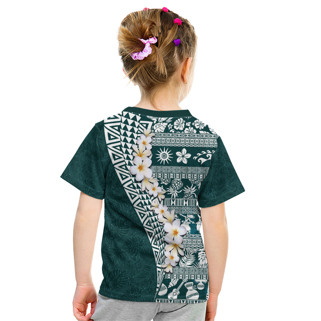 Hawaii Plumeria Tribal Vintage Kid T Shirt Special Turquoise