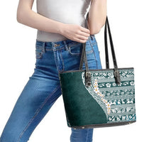 Hawaii Plumeria Tribal Vintage Leather Tote Bag Special Turquoise LT03 - Polynesian Pride
